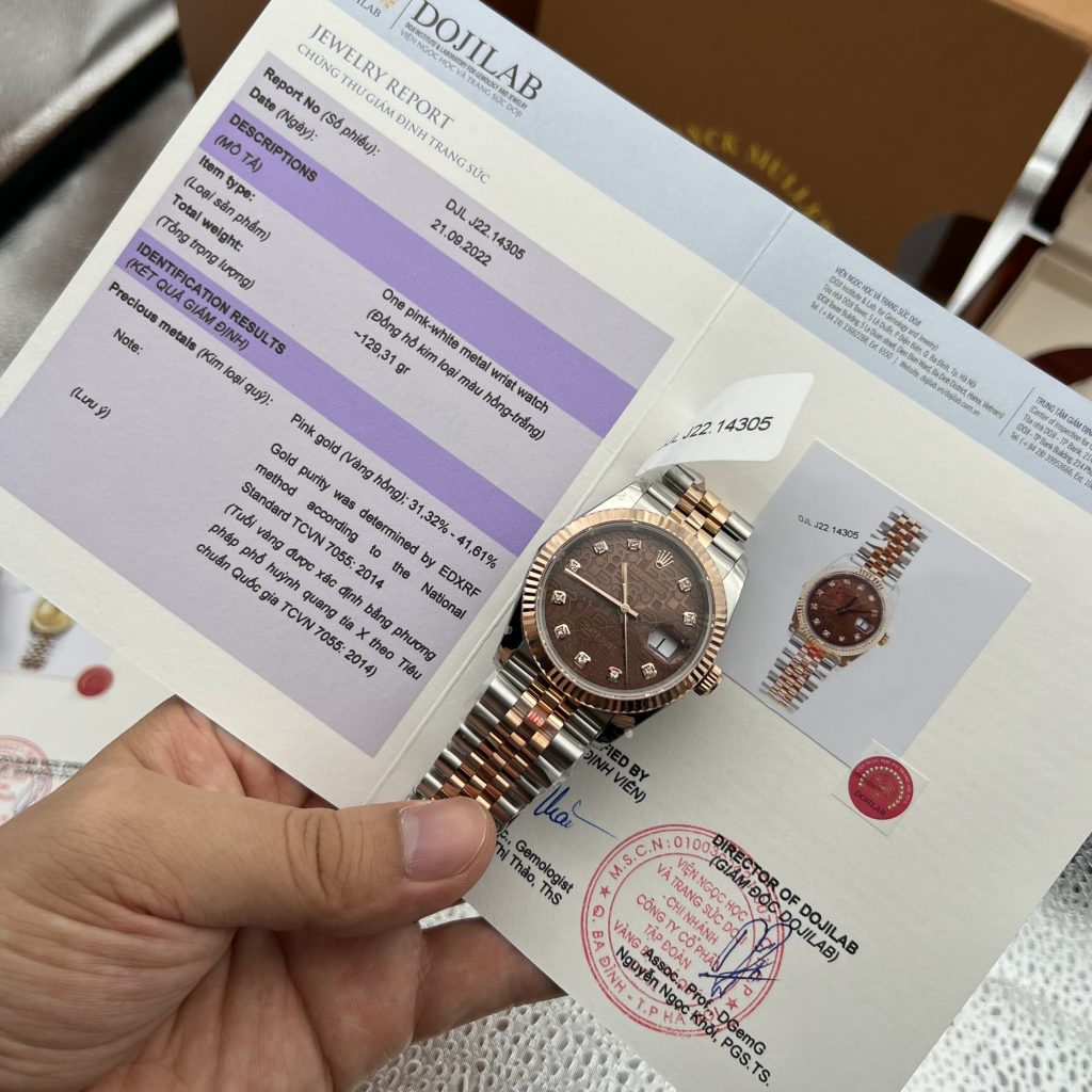 ROLEX DATEJUST 126331 CHOCOLATE MOTIF STONE SET DIAL GOLD WRAPPED 36MM