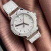 ĐỒNG HỒ HUBLOT NỮ DÂY CAO SU BỌC DA MÀU TRẮNG MÁY PIN 33MM