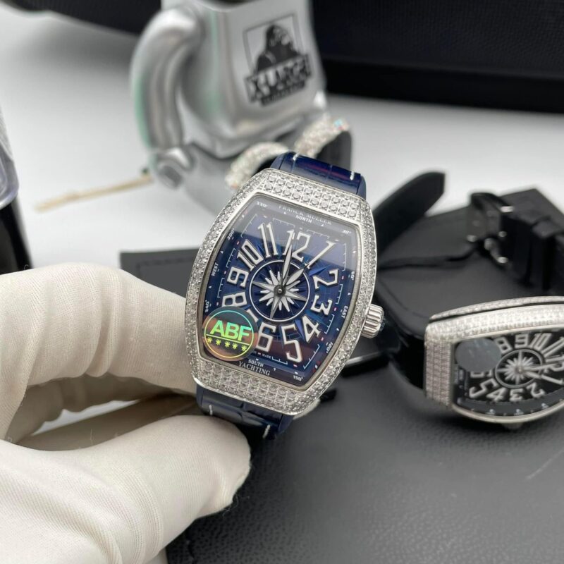 ĐỒNG HỒ FRANCK MULLER NỮ ĐÍNH ĐÁ V32 PIN THỤY SỸ MÀU XANH 36MM