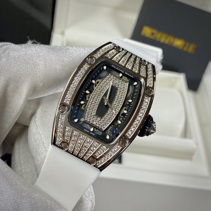ĐỒNG HỒ RICHARD MILLE REPLICA 11 NỮ DÂY CAO SU MÀU TRẮNG 36MM