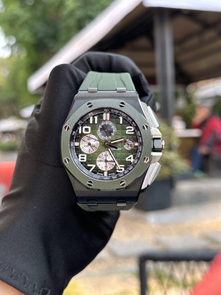 ĐỒNG HỒ NAM AP ROYAL OAK OFFSHORE 26401 MÀU XANH LÁ REP 1:1 CAO CẤP 44MM