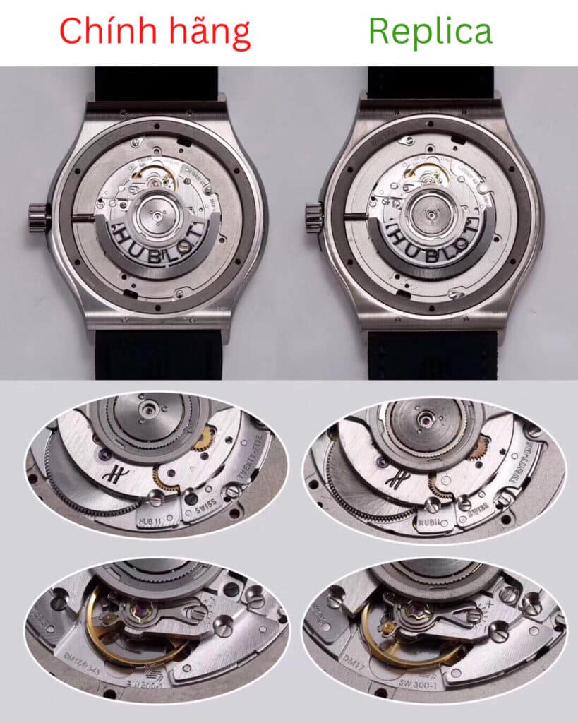 So sánh bộ máy đồng hồ replica cao cấp và đồng hồ chính hãng