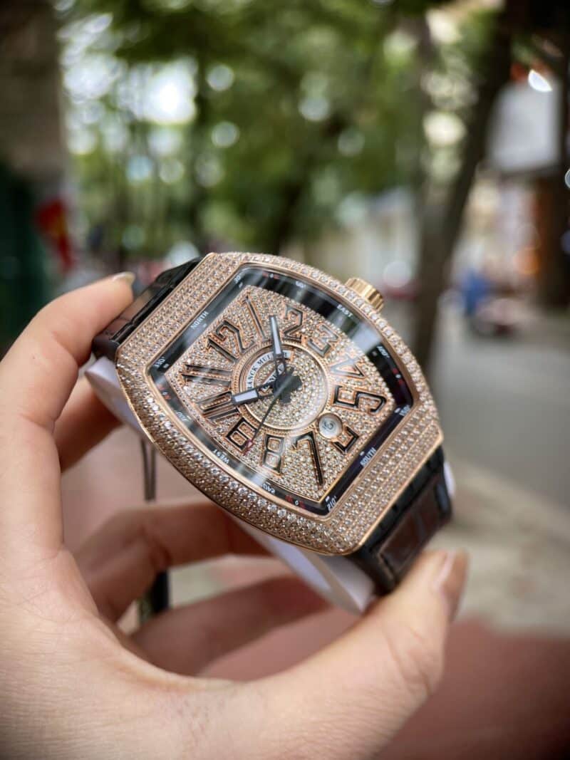 ĐỒNG HỒ FRANCK MULLER V45 ĐÍNH FULL KIM CƯƠNG NHÂN TẠO REPLICA 11