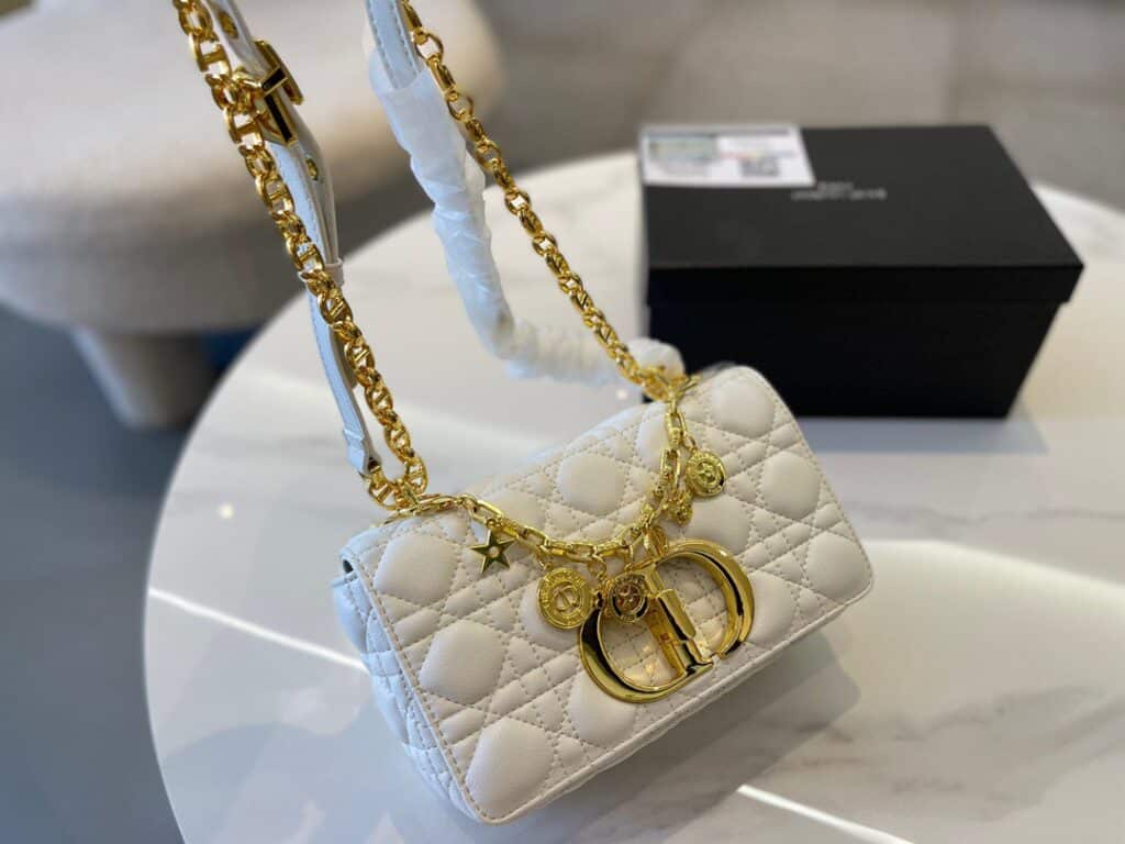 TÚI ĐEO CHÉO DIOR CARO BAG SMALL SIZE SIÊU CẤP LOẠI ĐẸP TAG VÀNG GẮN CHARM