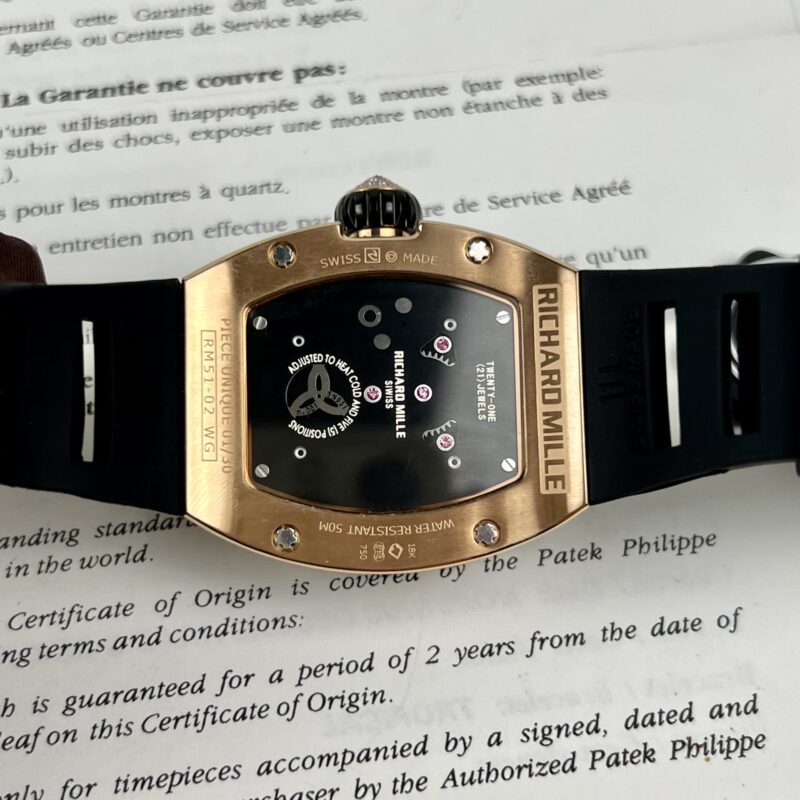 ĐỒNG HỒ RICHARD MILLE RM51-02 ROSEGOLD REPLICA 11 ĐÍNH FULL ĐÁ 42MM