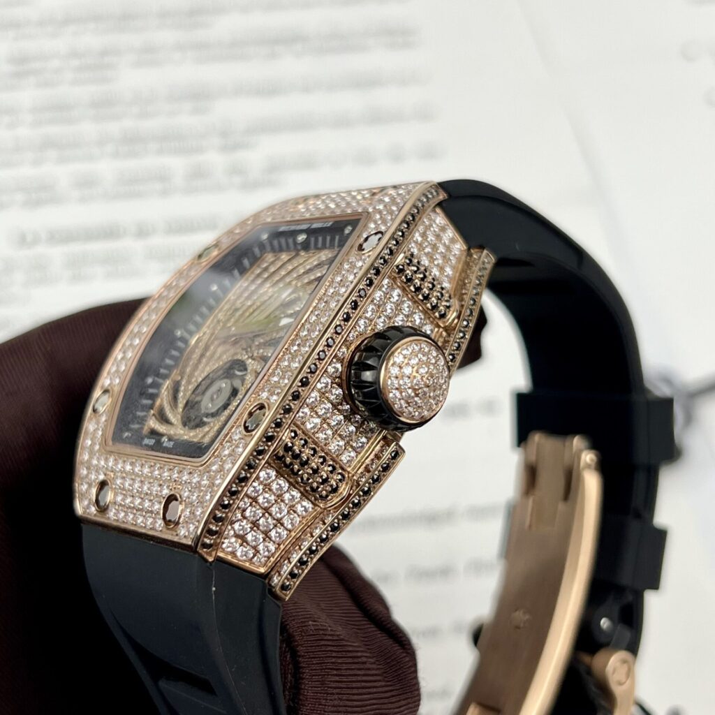 ĐỒNG HỒ RICHARD MILLE RM51-02 ROSEGOLD REPLICA 11 ĐÍNH FULL ĐÁ 42MM