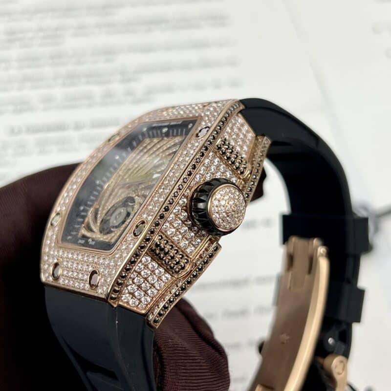 ĐỒNG HỒ RICHARD MILLE RM51-02 ROSEGOLD REPLICA 11 ĐÍNH FULL ĐÁ 42MM