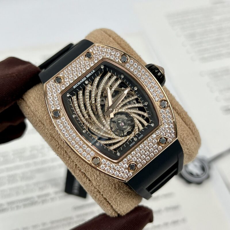 ĐỒNG HỒ RICHARD MILLE RM51-02 ROSEGOLD REPLICA 11 ĐÍNH FULL ĐÁ 42MM
