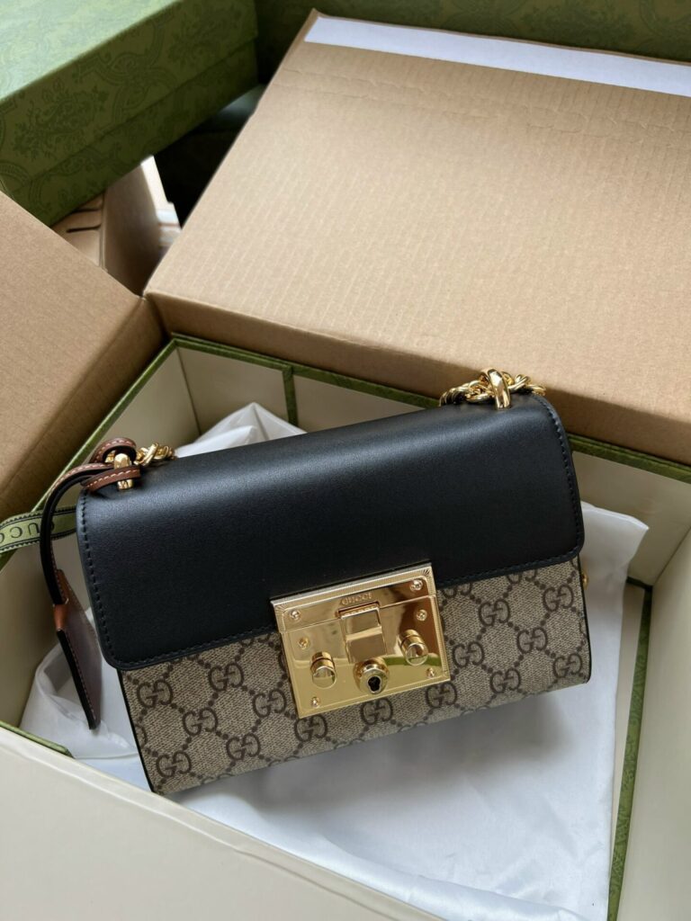 TÚI GUCCI BLACK PADLOCK SMALL SIGNATURE SHOULDER BAG NGUYÊN BẢN KHÓA VÀNG FULLBOX