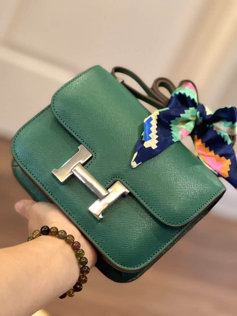 TÚI HM NỮ HERMES CONSTANSE NGUYÊN BẢN DA EPSOM LIKE AUTH MÀU XANH LÁ