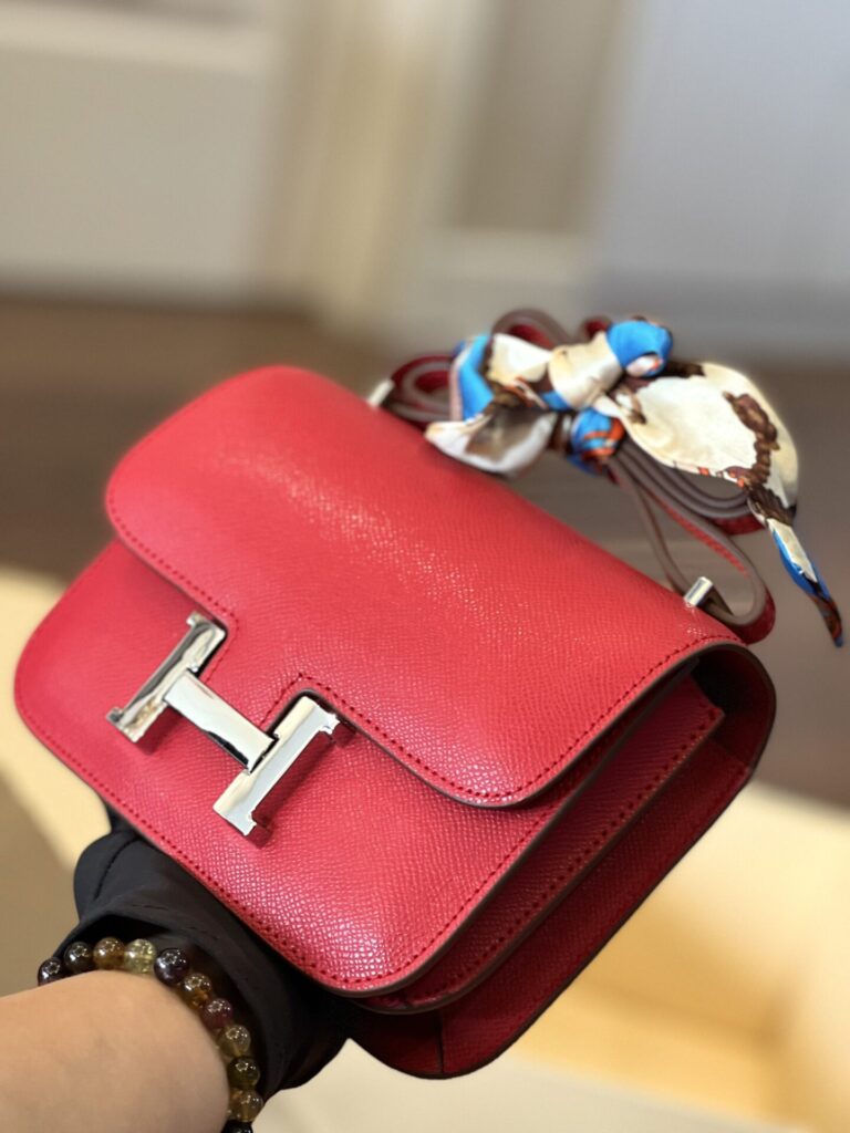 TÚI HM NỮ HERMES CONSTANSE NGUYÊN BẢN DA EPSOM LIKE AUTH MÀU ĐỎ