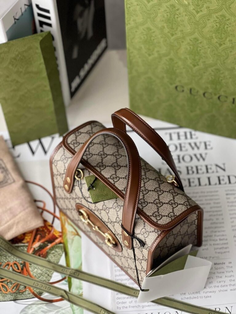 TÚI HỘP GUCCI 1955 MINI HORSEBIT TÓP HANDLE BAG MÀU NÂU SUPER