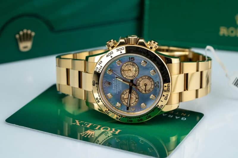 ĐỒNG HỒ ROLEX COSMOGRAPH DAYTONA REP 11 MẶT XÀ CỪ MÀU XANH MẠ VÀNG 18K