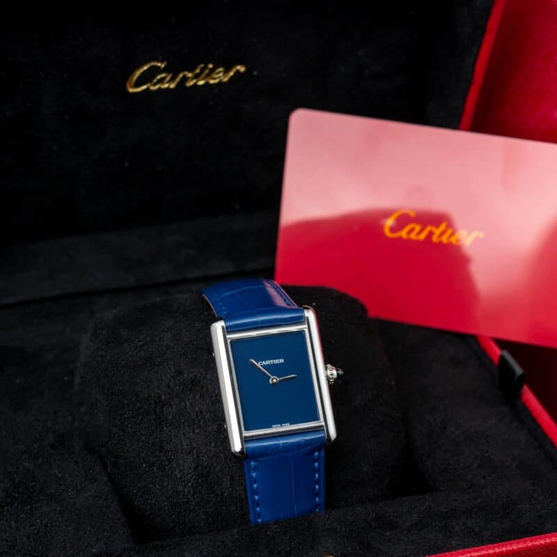 ĐỒNG HỒ CARTIER TANK MUST SUPER FAKE MẶT SỐ XANH 34MM