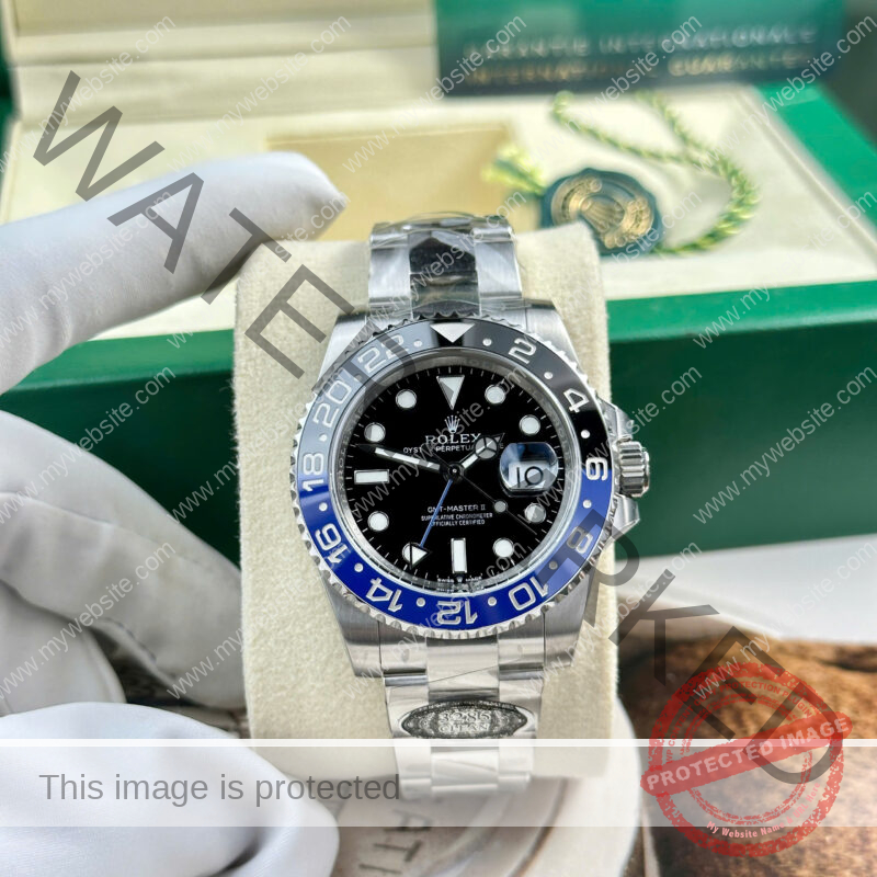 ĐỒNG HỒ ROLEX GMT MASTER II BATMAN REPLICA 1:1 MẶT SỐ ĐEN 40MM