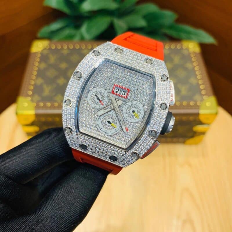ĐỒNG HỒ RICHARD MILLE RM 011 FAKE SIÊU CẤP CHRONOGRAPH ĐÍNH FULL ĐÁ