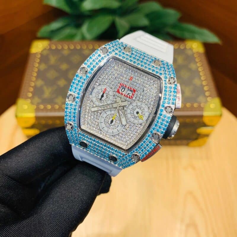 ĐỒNG HỒ RICHARD MILLE RM 011 REPLICA SIÊU CẤP CHRONOGRAPH ĐÍNH FULL ĐÁ