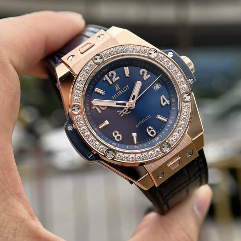 HUBLOT BIGBANG ONE CLICK FAKE 11 THỤY SỸ MẶT SỐ XANH VỎ MẠ VÀNG HỒNG 39MM