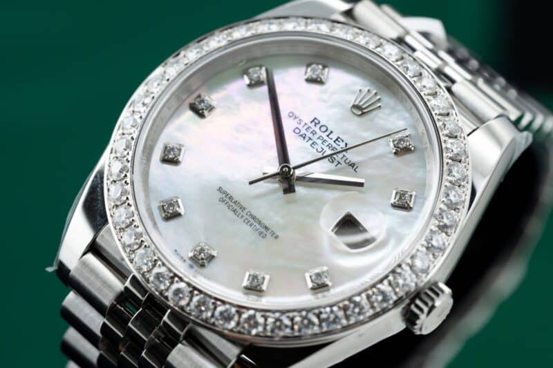 ĐỒNG HỒ ROLEX DATEJUST REP 11 MẶT SỐ MOP NIỀNG KIM CƯƠNG MOISSANITE CLEAN FACTORY