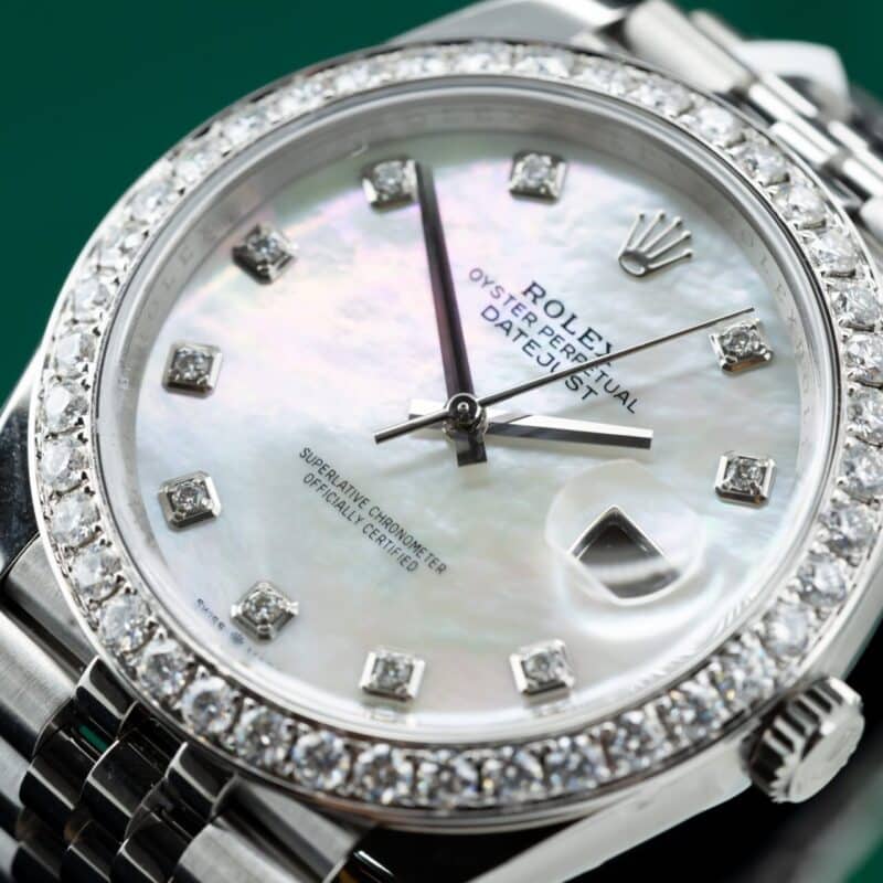ĐỒNG HỒ ROLEX DATEJUST REP 11 MẶT SỐ MOP NIỀNG KIM CƯƠNG MOISSANITE CLEAN FACTORY