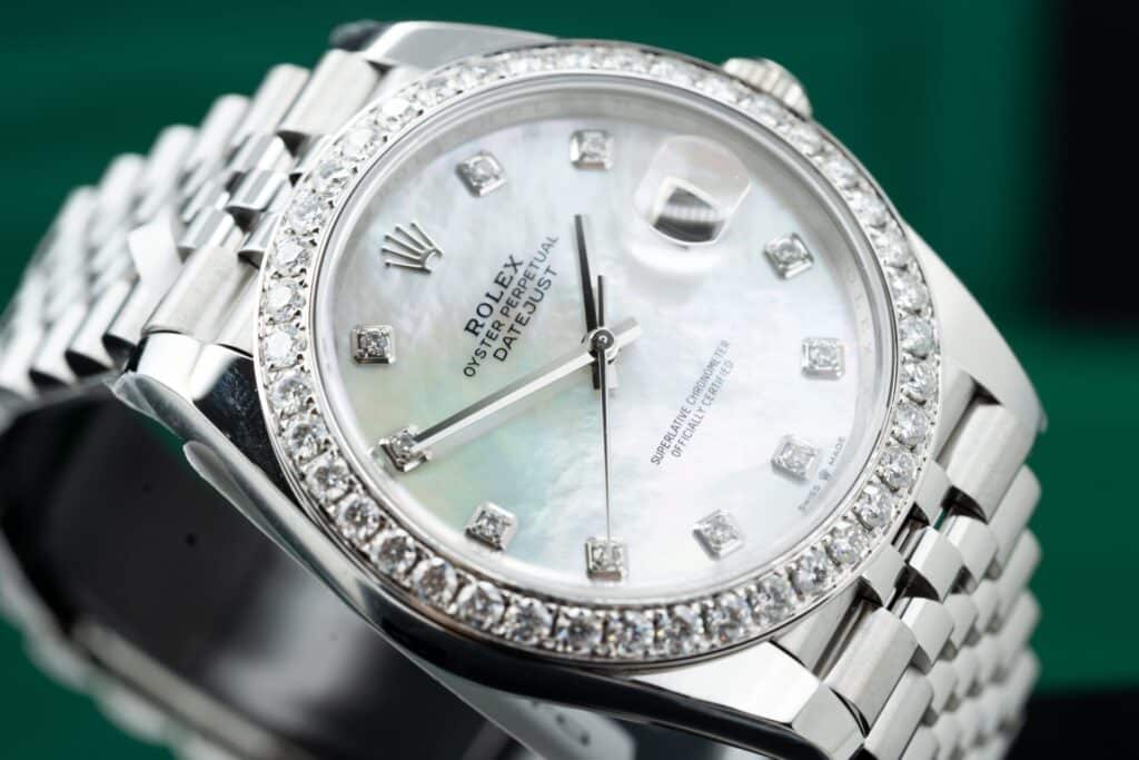ĐỒNG HỒ ROLEX DATEJUST REP 11 MẶT SỐ MOP NIỀNG KIM CƯƠNG MOISSANITE CLEAN FACTORY