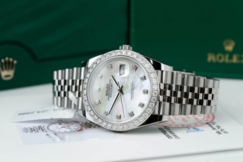 ĐỒNG HỒ ROLEX DATEJUST REP 11 MẶT SỐ MOP NIỀNG KIM CƯƠNG MOISSANITE CLEAN FACTORY