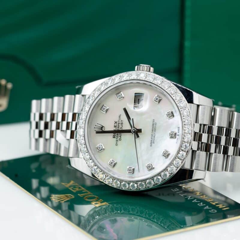 ĐỒNG HỒ ROLEX DATEJUST REP 11 MẶT SỐ MOP NIỀNG KIM CƯƠNG MOISSANITE CLEAN FACTORY