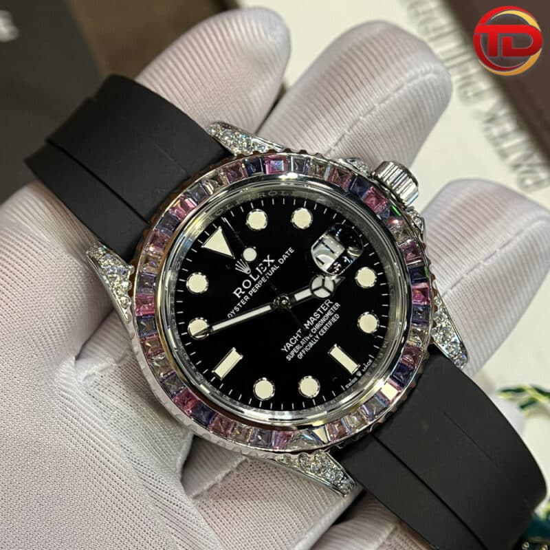 ĐỒNG HỒ ROLEX REP 11 YACHT MASTER NIỀNG ĐÁ THẠCH ANH TÍM JVS FACTORY 40MM
