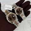 ĐỒNG HỒ ĐÔI ROLEX DATEJUST BỌC VÀNG 18K MẶT SỐ SOCOLA