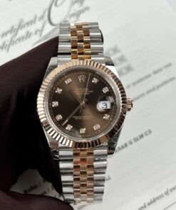 ĐỒNG HỒ ĐÔI ROLEX DATEJUST BỌC VÀNG 18K MẶT SỐ SOCOLA 31-41MM