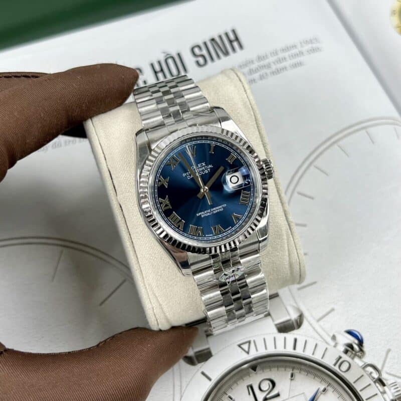 ĐỒNG HỒ ROLEX DATEJUST MẶT XANH LAM CỌC SỐ LA MÃ REP 1:1 AR FACTORY