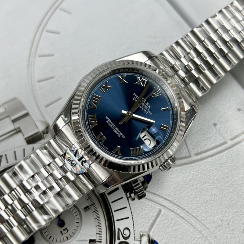 ĐỒNG HỒ ROLEX DATEJUST MẶT XANH LAM CỌC SỐ LA MÃ REP 1:1 AR FACTORY