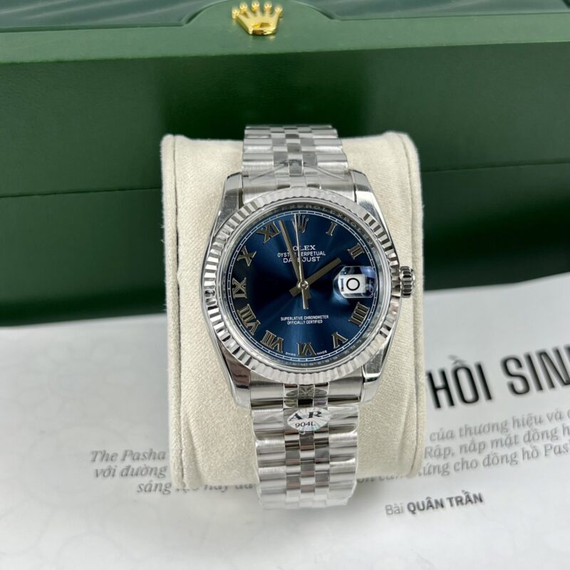 ĐỒNG HỒ ROLEX DATEJUST MẶT XANH LAM CỌC SỐ LA MÃ REP 1:1 AR FACTORY