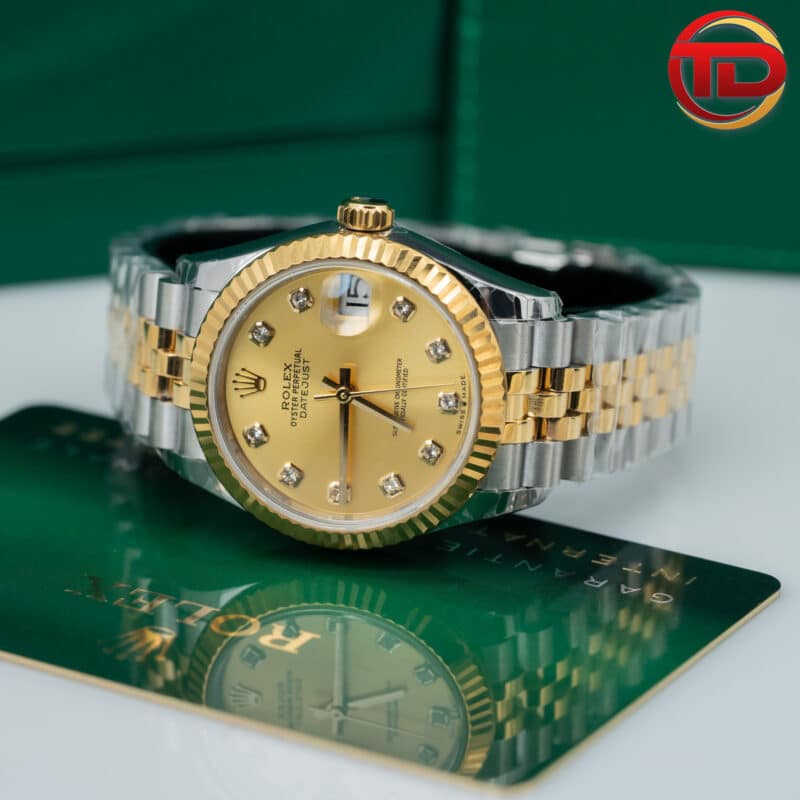 ĐỒNG HỒ ROLEX DATEJUST NỮ REP 11 EW MẠ VÀNG CỌC SỐ ĐÁ