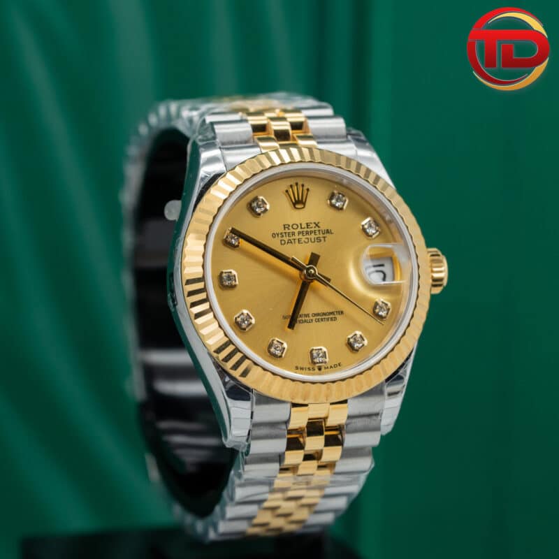ĐỒNG HỒ ROLEX DATEJUST NỮ REP 11 EW MẠ VÀNG CỌC SỐ ĐÁ