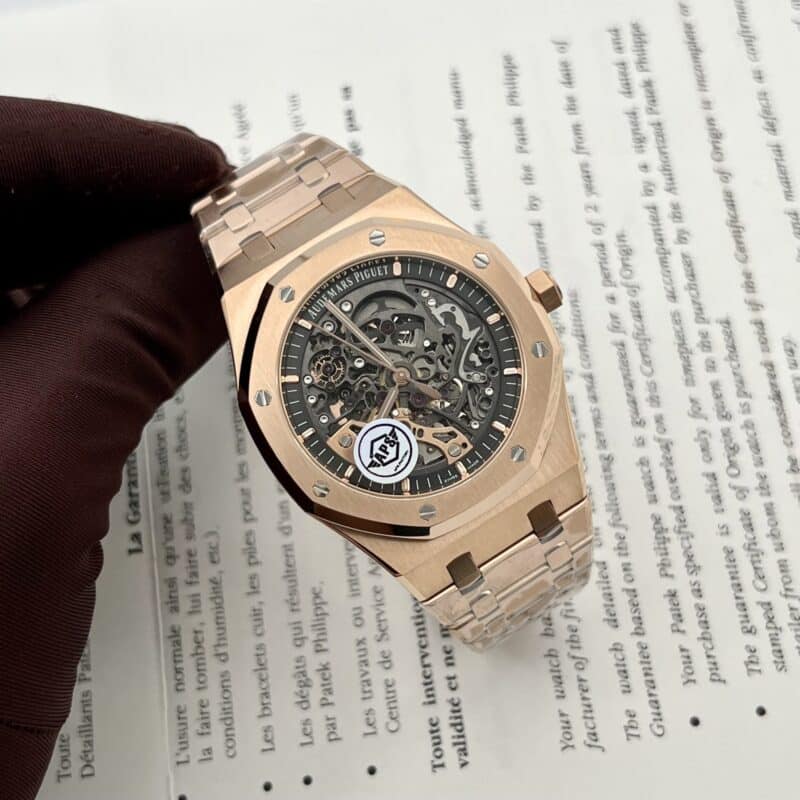 AUDEMARS PIGUET ROYAL OAK SKELETON 15407 VÀNG HỒNG REP CAO CẤP NHẤT