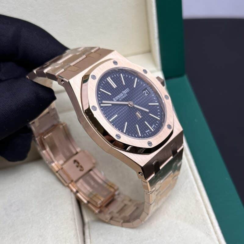 ĐỒNG HỒ AUDEMARS PIGUET ROYAK OAK JUMBO REP 11 MẶT XANH THAN VÀNG HỒNG