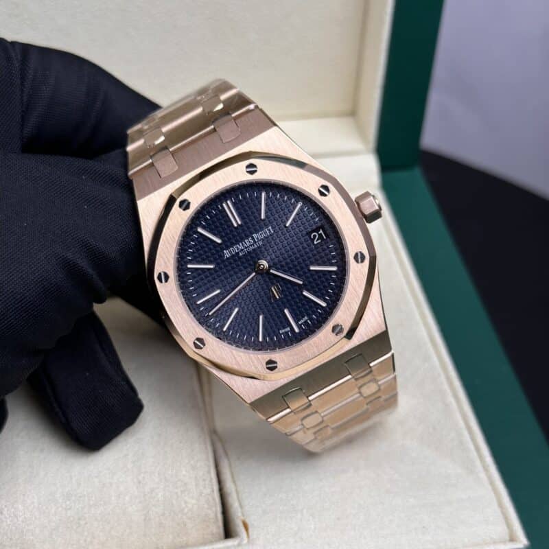 ĐỒNG HỒ AUDEMARS PIGUET ROYAK OAK JUMBO REP 11 MẶT XANH THAN VÀNG HỒNG