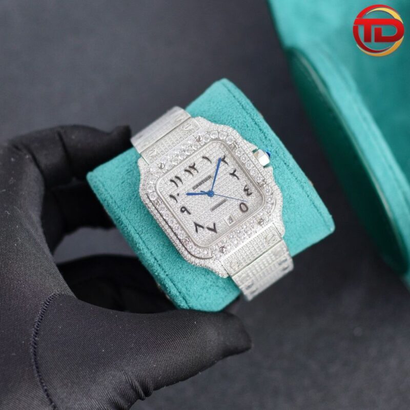 ĐỒNG HỒ CARTIER REP 11 SANTOS ĐÍNH FULL ĐÁ MÁY THỤY SỸ