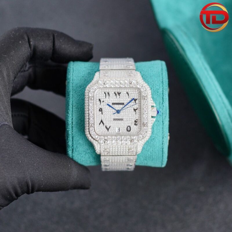 ĐỒNG HỒ CARTIER REP 11 SANTOS ĐÍNH FULL ĐÁ MÁY THỤY SỸ
