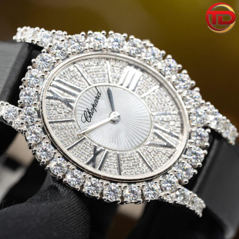 ĐỒNG HỒ CHOPARD L'HEURE DU DIAMANT CHẾ TÁC VÀNG TRẮNG 10K KIM CƯƠNG MOISSANITE