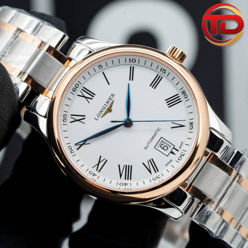 ĐỒNG HỒ LONGINES MASTER COLLECTION REPLICA MẶT TRẮNG VIỀN VÀNG HỒNG