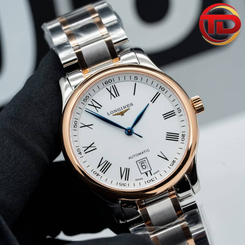 ĐỒNG HỒ LONGINES MASTER COLLECTION REPLICA MẶT TRẮNG VIỀN VÀNG HỒNG