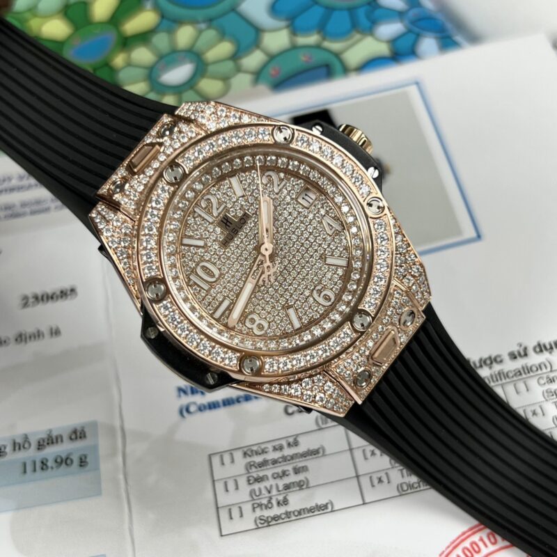 HUBLOT BIGBANG ONE CLICK VÀNG HỒNG ĐỘ FULL KIM CƯƠNG MOISSANITE SIÊU CẤP
