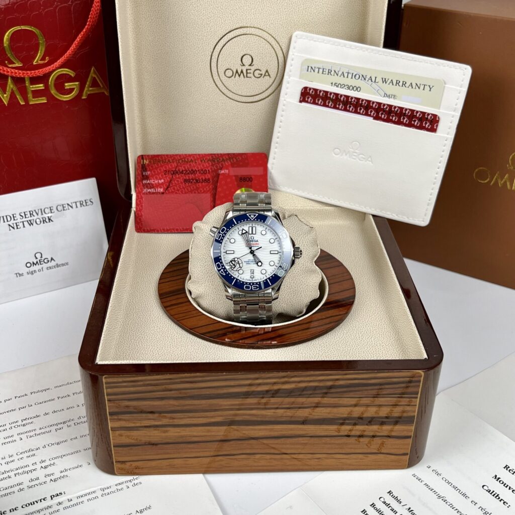ĐỒNG HỒ NAM OMEGA SEAMATER DIVER 300M MẶT SỐ TRẮNG REPLICA CAO CẤP