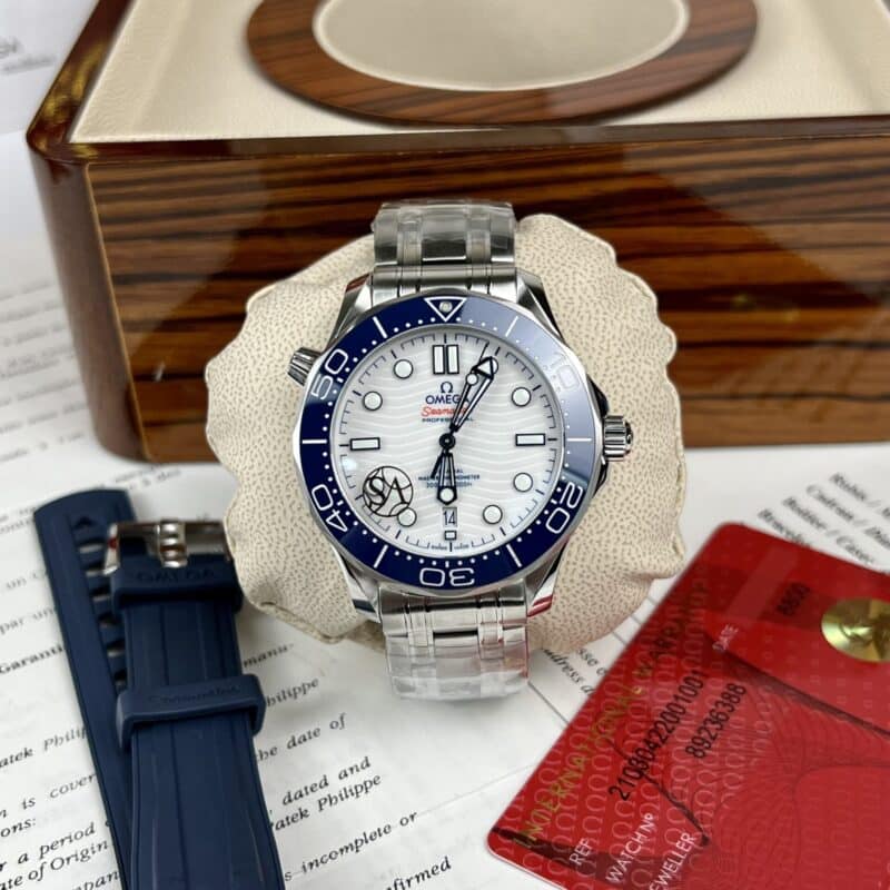ĐỒNG HỒ NAM OMEGA SEAMATER DIVER 300M MẶT SỐ TRẮNG REPLICA CAO CẤP