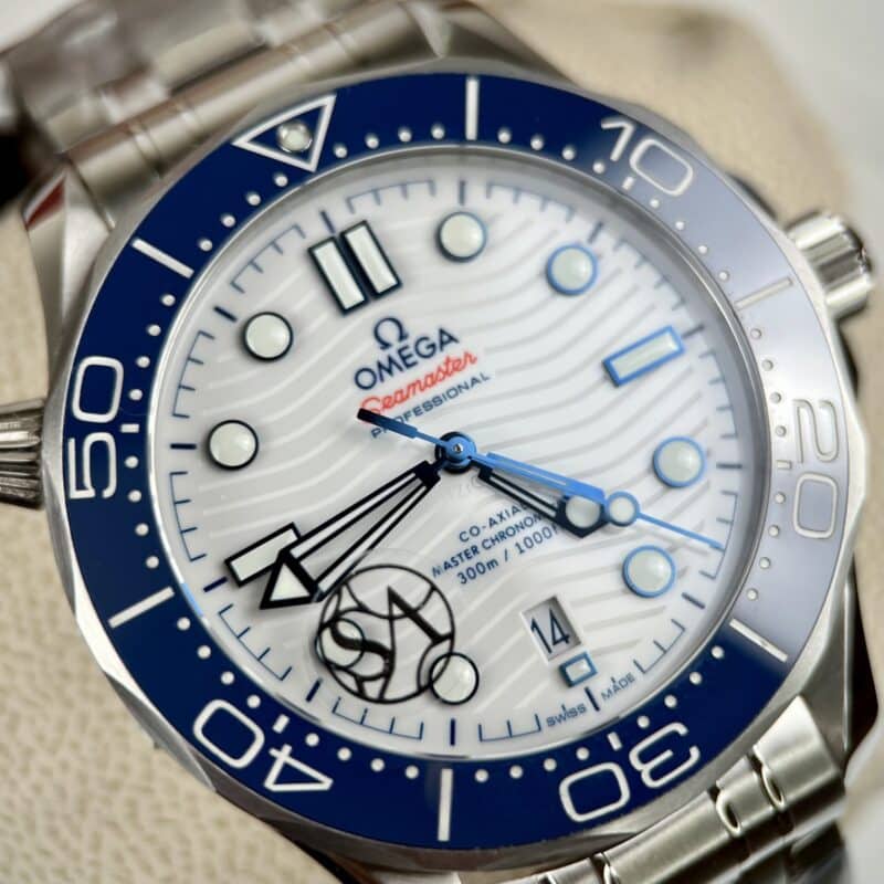 ĐỒNG HỒ NAM OMEGA SEAMATER DIVER 300M MẶT SỐ TRẮNG REPLICA CAO CẤP