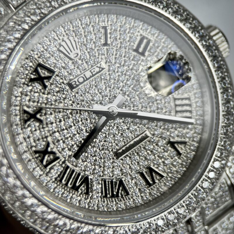 ĐỒNG HỒ ROLEX DATEJUST REP 11 ĐÍNH FULL ĐÁ CỌC SỐ LA MÃ