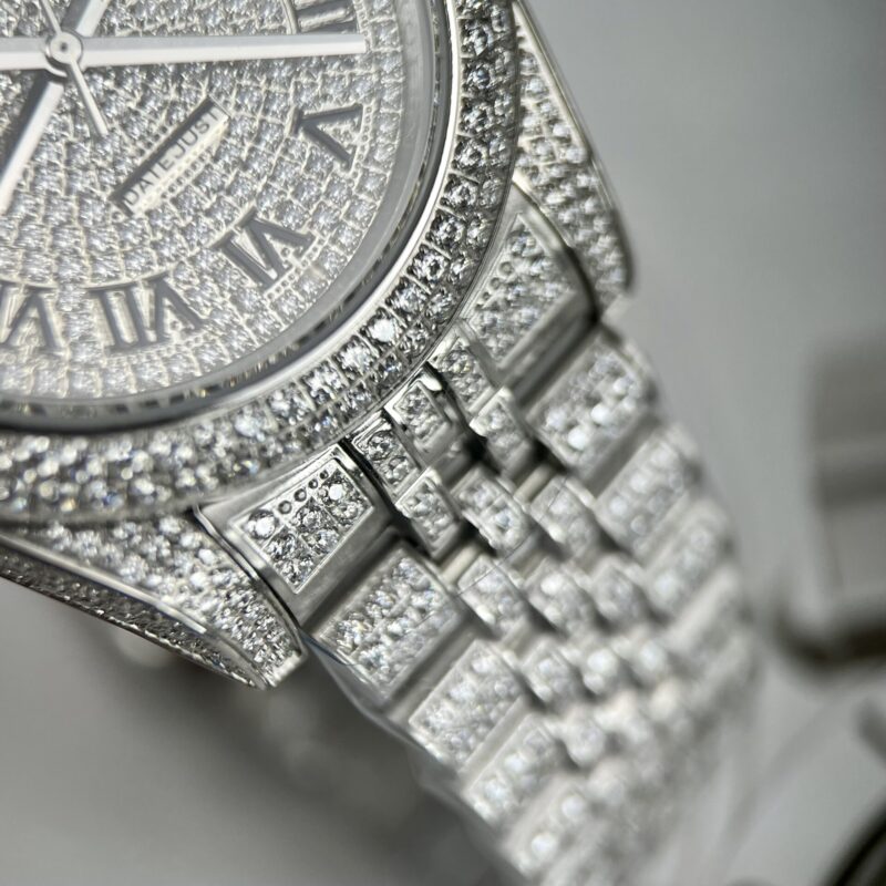 ĐỒNG HỒ ROLEX DATEJUST REP 11 ĐÍNH FULL ĐÁ CỌC SỐ LA MÃ