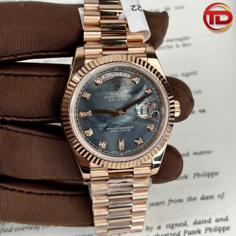 ĐỒNG HỒ ROLEX DAY-DATE REP 11 BỌC VÀNG 18K MẶT XÀ CỪ XANH NGỌC